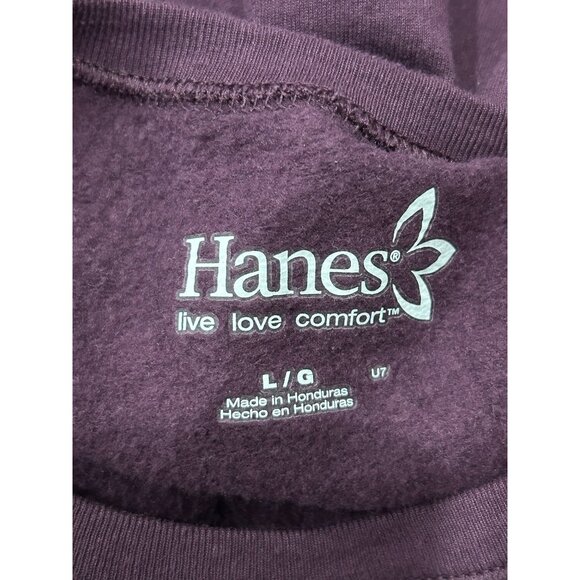 Hanes Fleece Crewneck Pullover Sweatshirt Purple Sz Large Comfort Soft Lounge - Picture 5 of 11